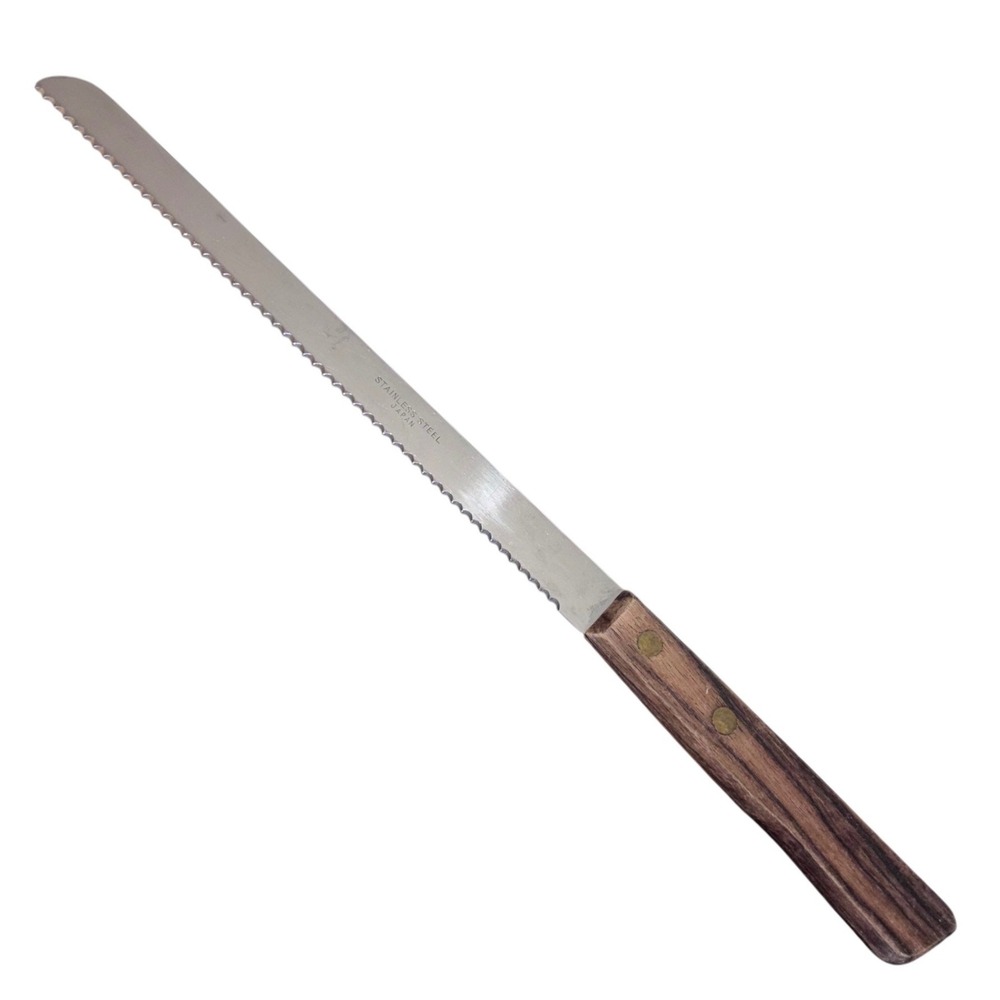 Vintage Serrated Bread Knife | Stainless Steel Wooden Handle Japan Kitchen Tool‎
